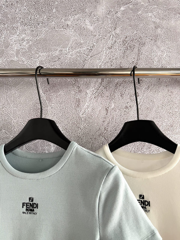 Fendi Embroidered T-shirt Cotton