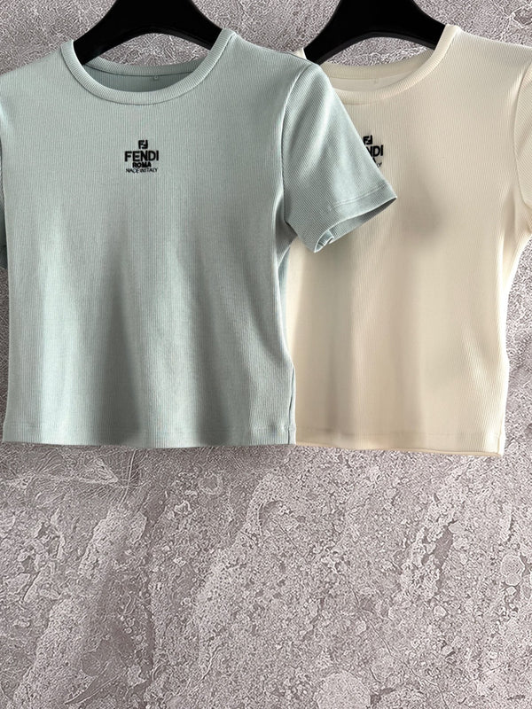 Fendi Embroidered T-shirt Cotton