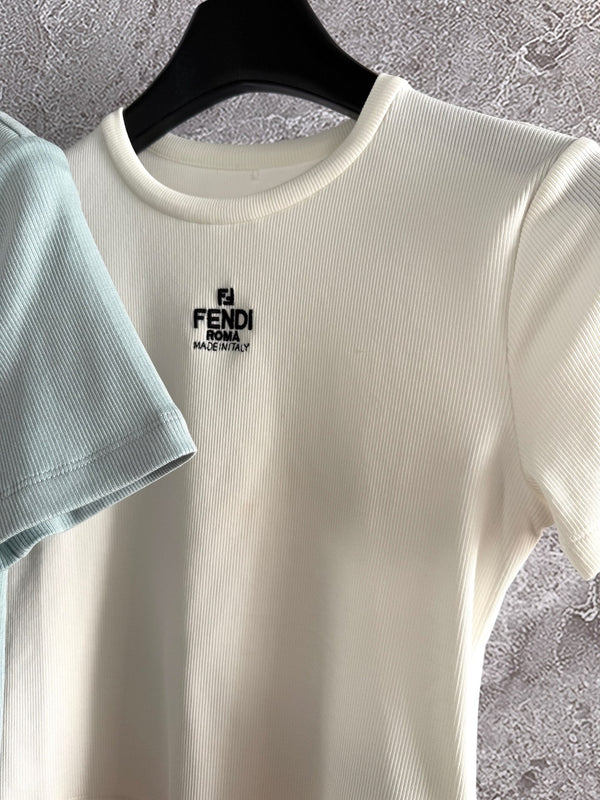 Fendi Embroidered T-shirt Cotton