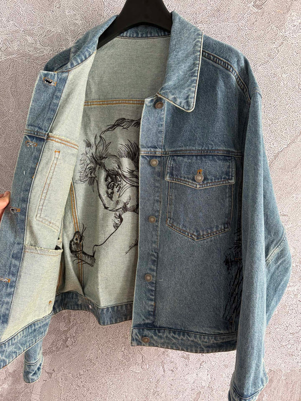 CD Lion Denim Jacket Blue Cotton