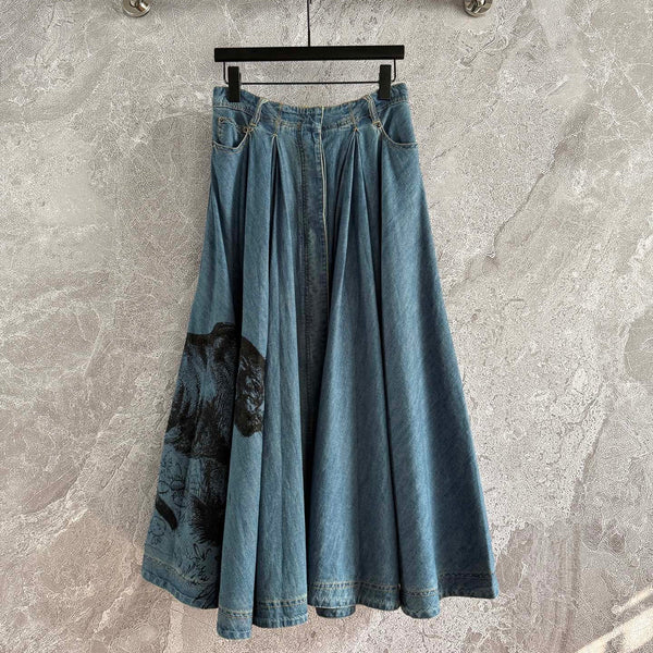 CD Tiger Skirt Blue Cotton