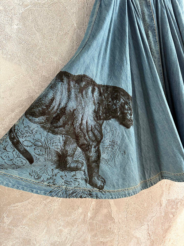CD Tiger Skirt Blue Cotton