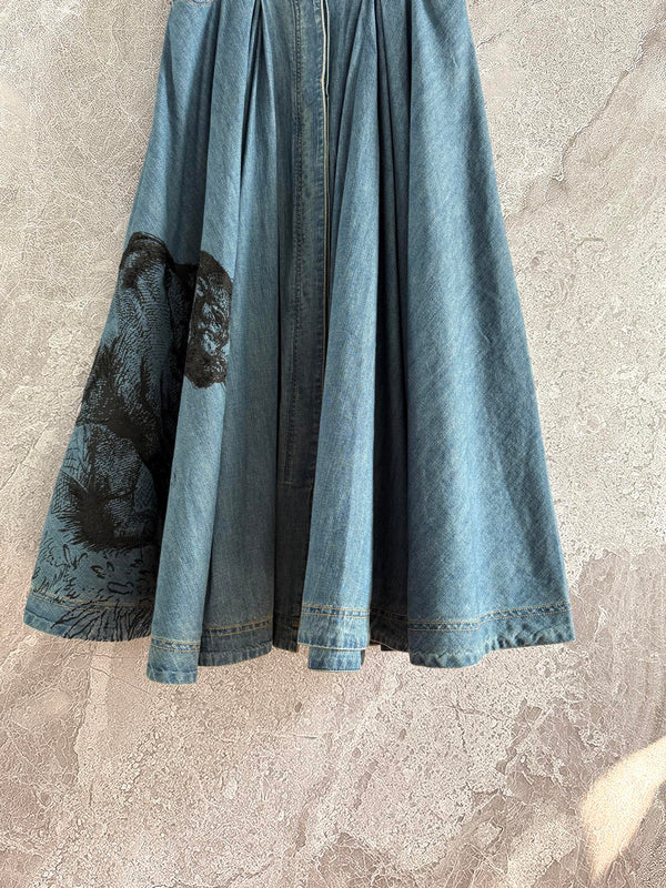 CD Tiger Skirt Blue Cotton