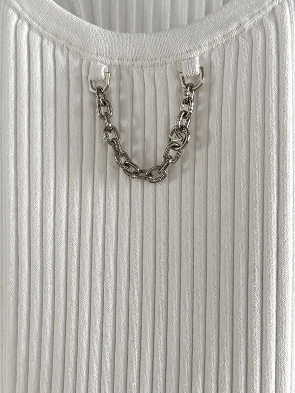 LV Chain Knitted Vest Shirt White Viscose Poliester