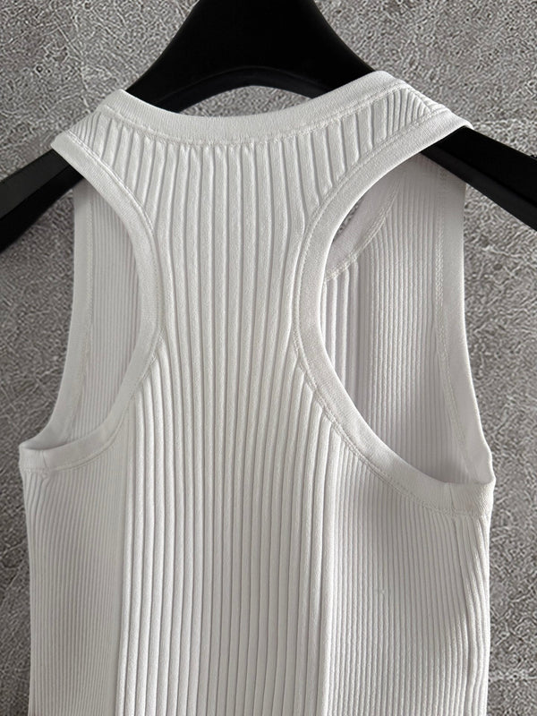 LV Chain Knitted Vest Shirt White Viscose Poliester