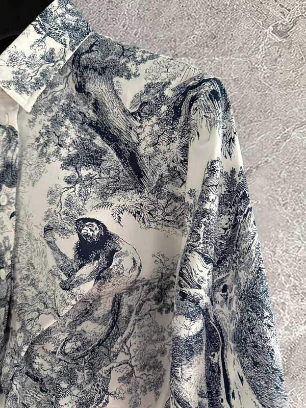 Camicia con cravatta slim fit CD blu bianco cotone seta