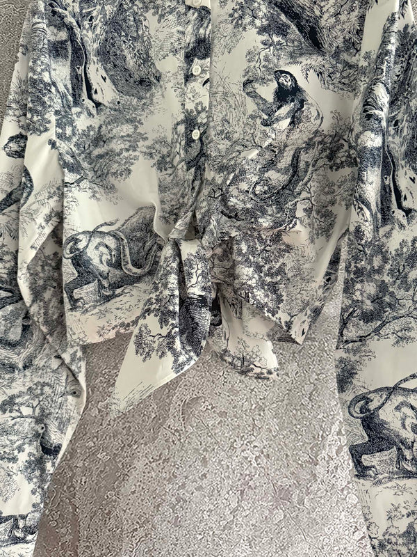 Camicia con cravatta slim fit CD blu bianco cotone seta