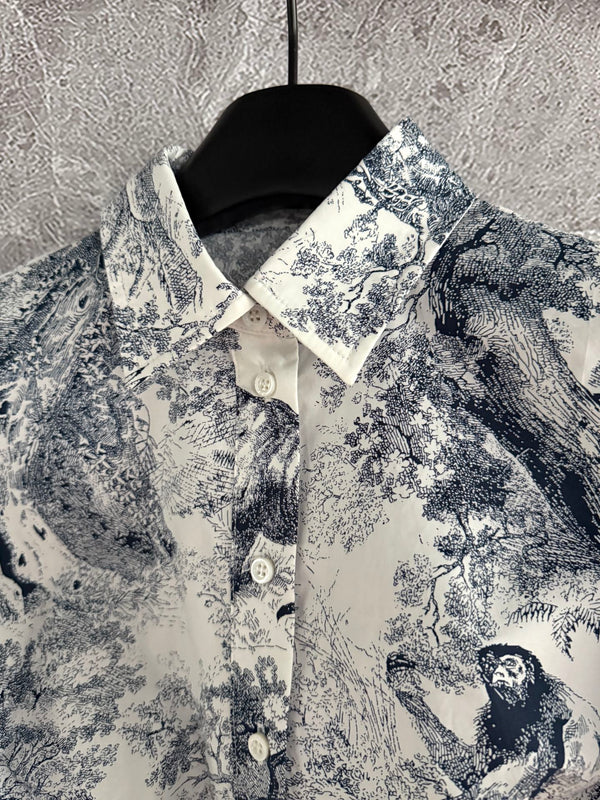 Camicia con cravatta slim fit CD blu bianco cotone seta