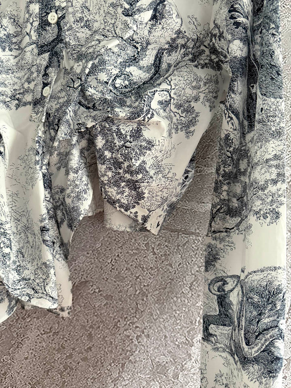 Camicia con cravatta slim fit CD blu bianco cotone seta