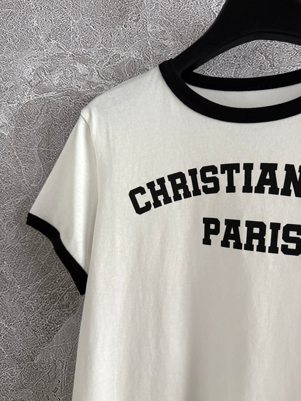 CD Contrasting T-shirt Black mix White Cotton