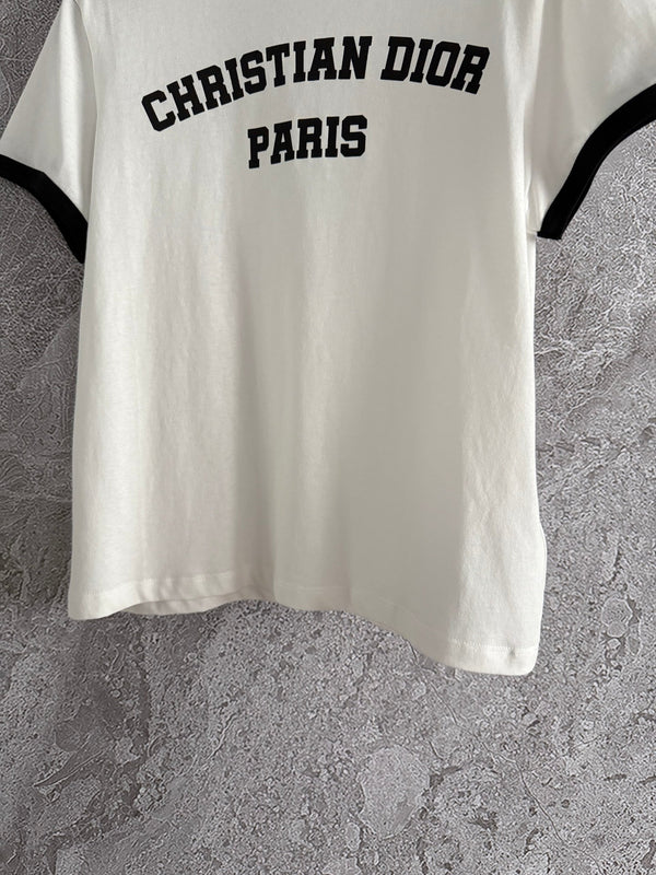 CD Contrasting T-shirt Black mix White Cotton