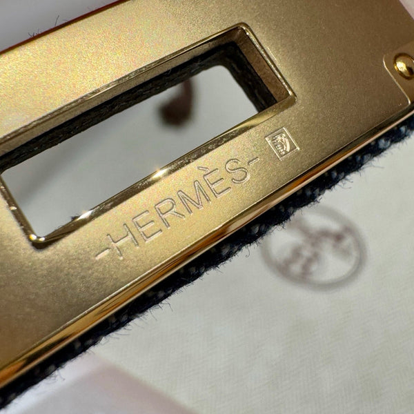 HM Kelly Belt 18mm Dark Blue Canvas Epsom Leather