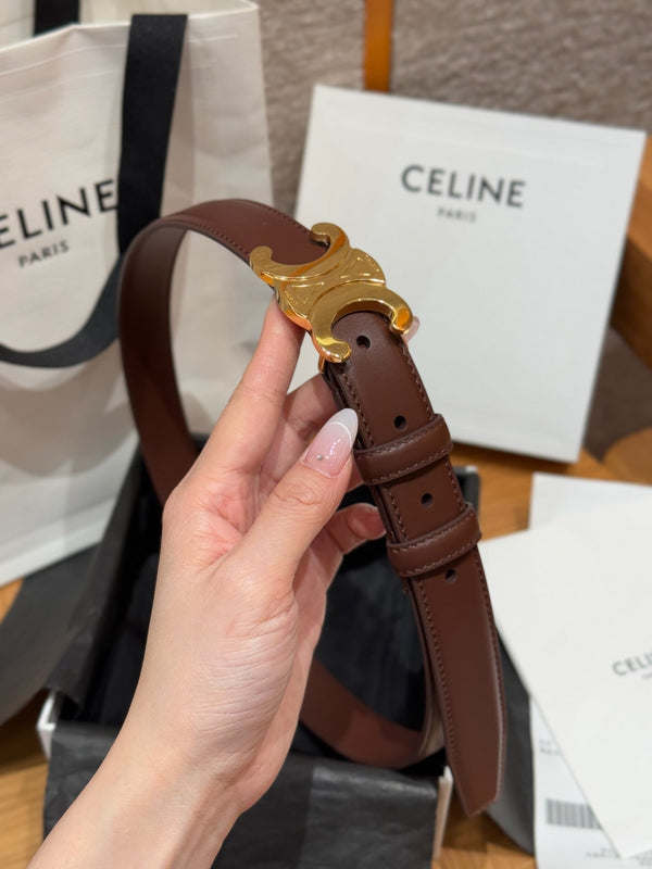 Cintura CEL Triomphe 25mm Marrone Oro Pelle di vitello 187489