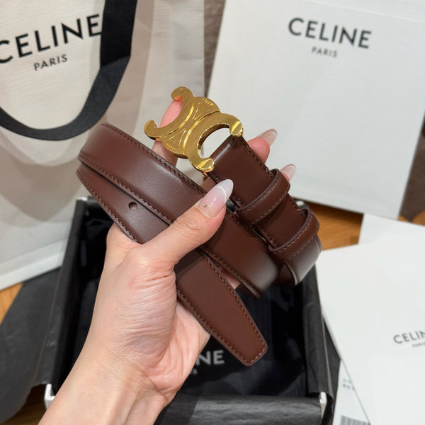 Cintura CEL Triomphe 25mm Marrone Oro Pelle di vitello 187489