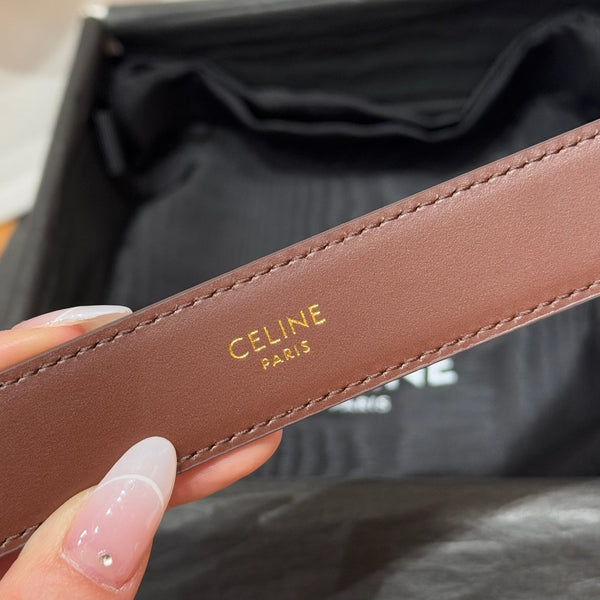 Cintura CEL Triomphe 25mm Marrone Oro Pelle di vitello 187489