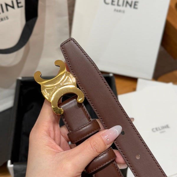 Cintura CEL Triomphe 25mm Marrone Oro Pelle di vitello 187489
