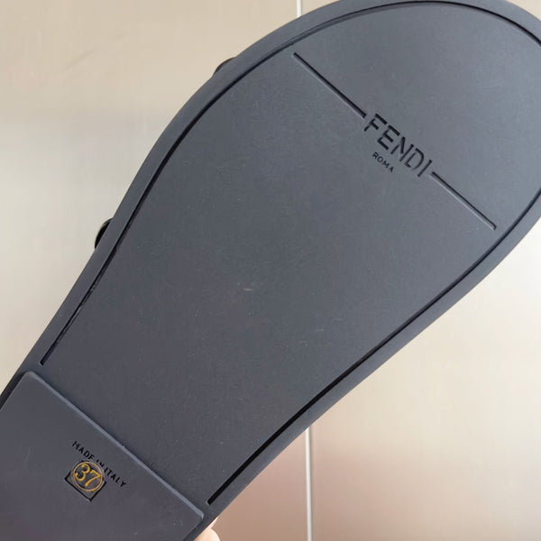 FENDI DAD SANDAL IN MOCHA BROWN MIX BLACK MONOGRAM JACQUARD FABRIC