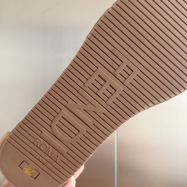 Ciabatte flatform in tela grigio marrone chiaro FF Sunshine 65