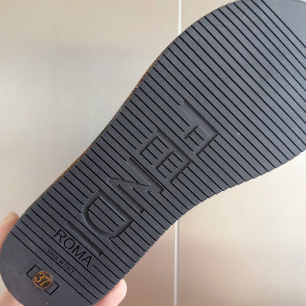 Ciabatte flatform in tela marrone nero FF Sunshine 65