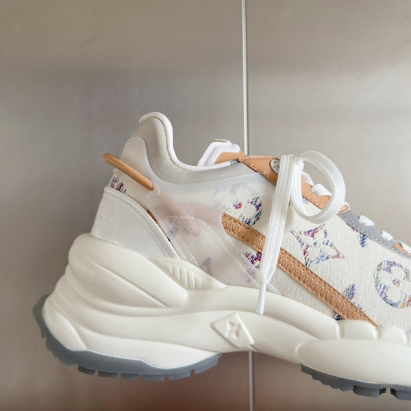 LV Run 55 Sneaker 55mm White Mix Brown Beige Monogram Jacquard Fabric