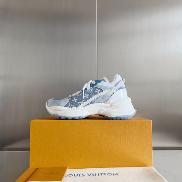 LV Run 55 Sneaker 55mm Light Blue Mix White Monogram Jacquard Fabric