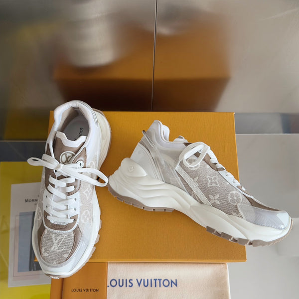 LV Run 55 Sneaker 55mm Brown Mix White Monogram Jacquard Fabric