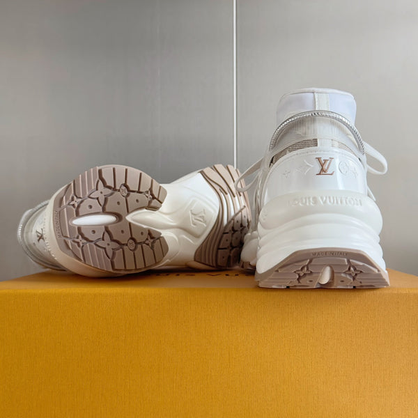 LV Run 55 Sneaker 55mm Brown Mix White Monogram Jacquard Fabric