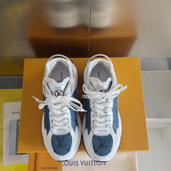 LV Run 55 Sneaker 55mm Dark Blue Mix White Monogram Jacquard Fabric