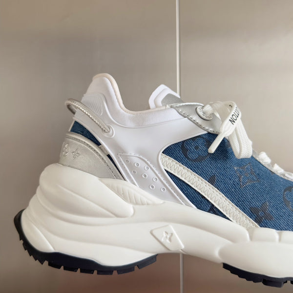 LV Run 55 Sneaker 55mm Dark Blue Mix White Monogram Jacquard Fabric