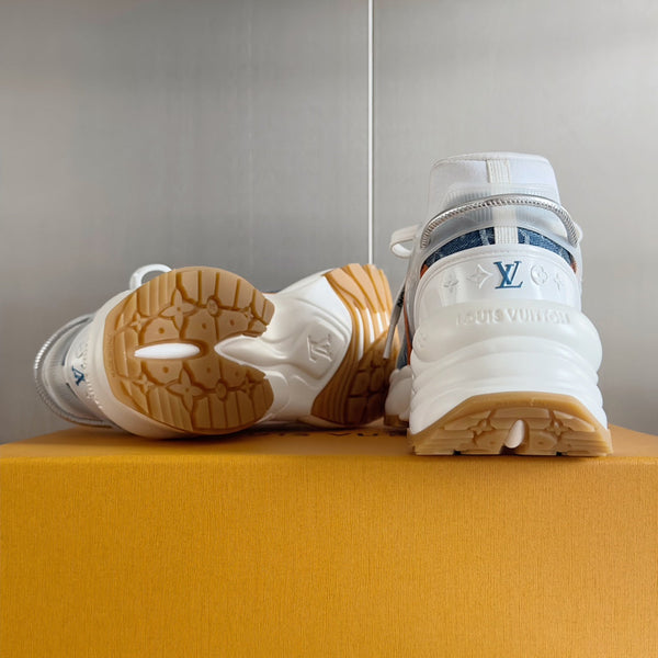 LV Run 55 Sneaker 55mm Light Blue Mix Orange Monogram Jacquard Fabric