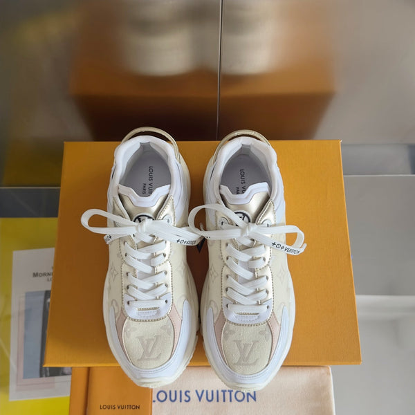LV Run 55 Sneaker 55mm Light Beige Mix White Monogram Jacquard Fabric