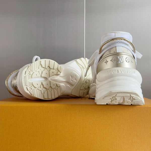 LV Run 55 Sneaker 55mm Light Beige Mix White Monogram Jacquard Fabric