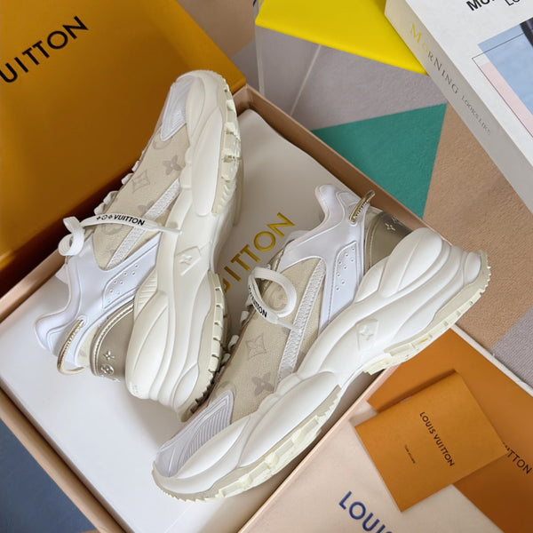 LV Run 55 Sneaker 55mm Light Beige Mix White Monogram Jacquard Fabric