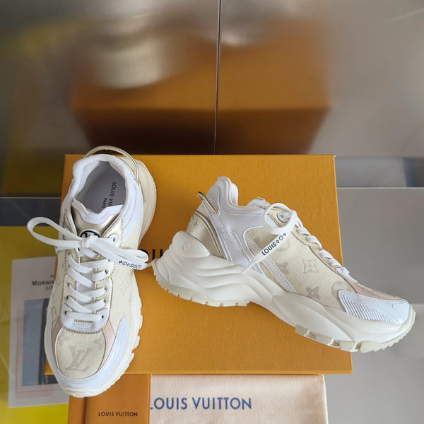 LV Run 55 Sneaker 55mm Light Beige Mix White Monogram Jacquard Fabric