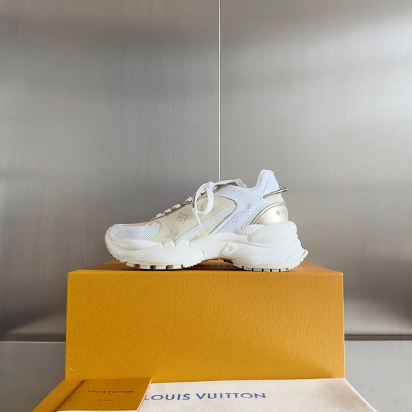LV Run 55 Sneaker 55mm Light Beige Mix White Monogram Jacquard Fabric