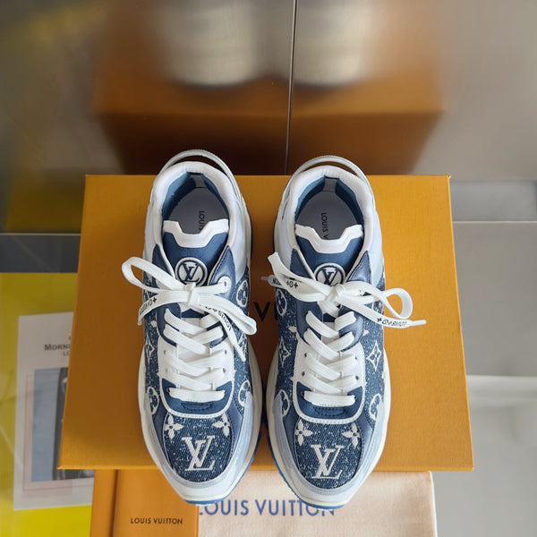LV Run 55 Sneaker 55mm Blue Mix White Monogram Jacquard Fabric