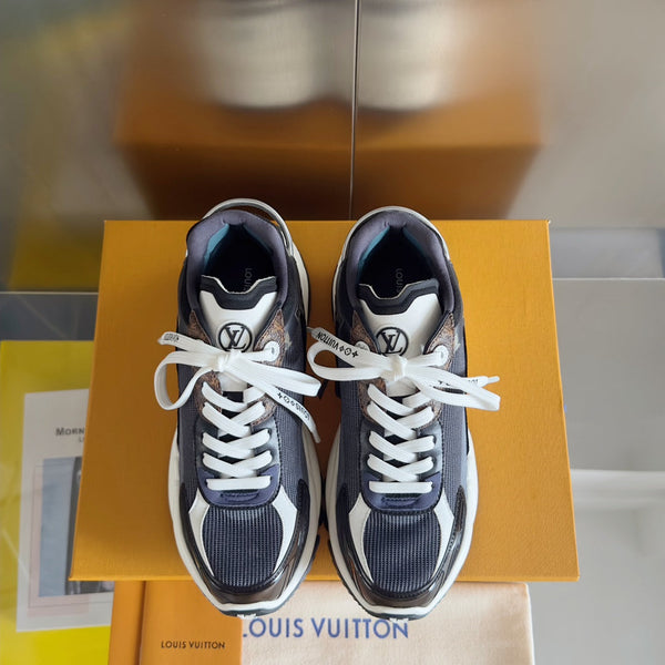 LV Run 55 Sneaker 55mm Black Mix Blue Charcoal Monogram Polyester Mesh Fabric
