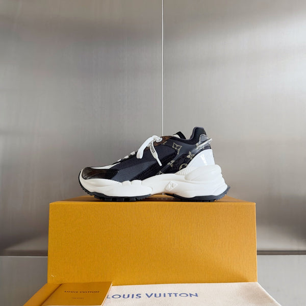 LV Run 55 Sneaker 55mm Black Mix Blue Charcoal Monogram Polyester Mesh Fabric