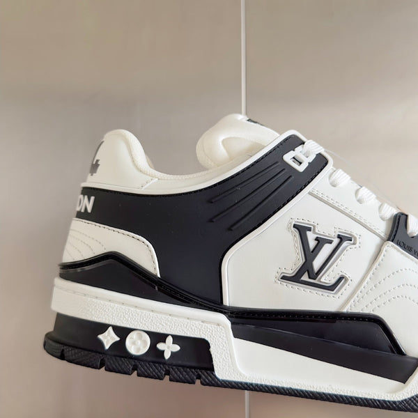 Sneaker LV Trainer 30mm Bianco Mix Nero Pelle di Vacchetta