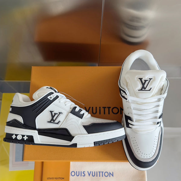 Sneaker LV Trainer 30mm Bianco Mix Nero Pelle di Vacchetta