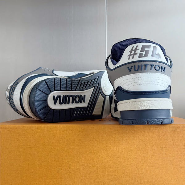 LV Trainer Sneaker 30mm White Mix Blue charcoal Cowhide