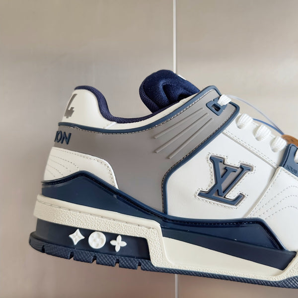 LV Trainer Sneaker 30mm White Mix Blue charcoal Cowhide