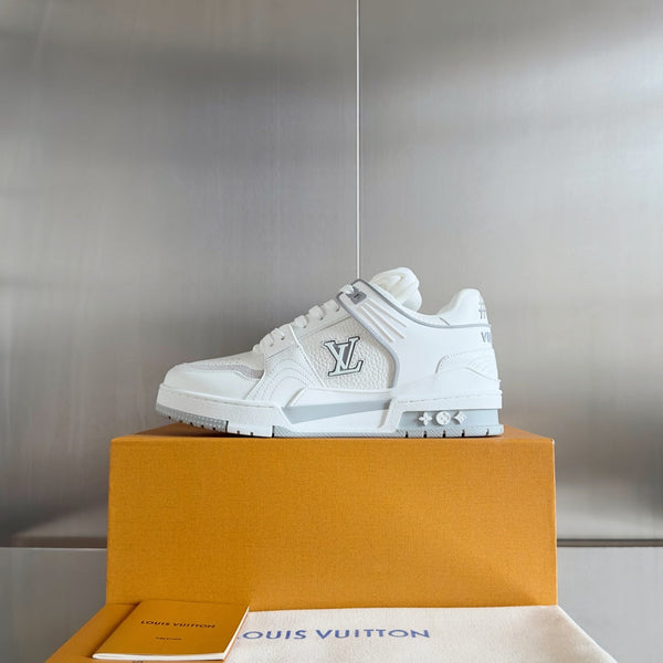 Sneaker LV Trainer 30mm Pelle bovina bianca e grigia