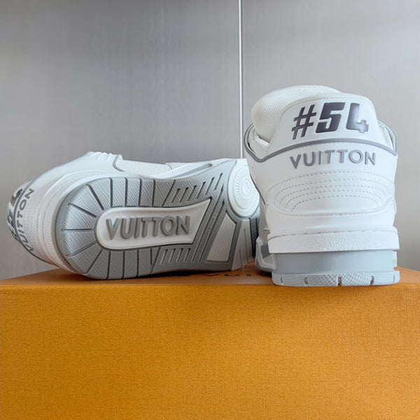 Sneaker LV Trainer 30mm Pelle bovina bianca e grigia