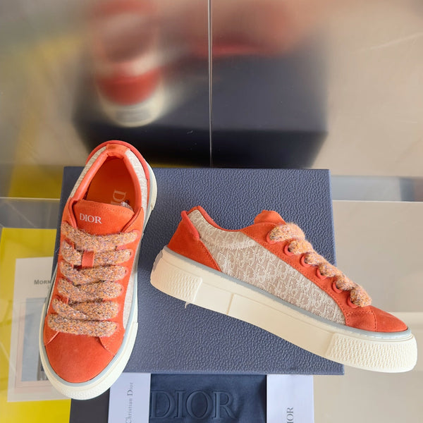 CD B33 Sneaker 40mm Arancione Mix Marrone Chiaro Monogram Suede