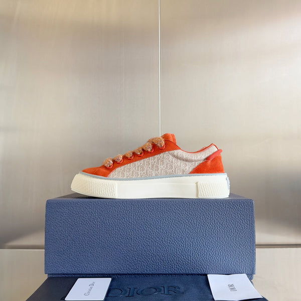 CD B33 Sneaker 40mm Arancione Mix Marrone Chiaro Monogram Suede