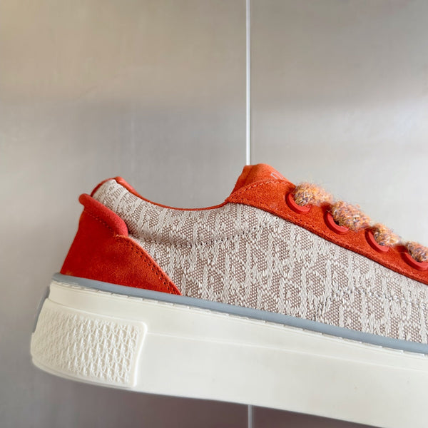 CD B33 Sneaker 40mm Arancione Mix Marrone Chiaro Monogram Suede