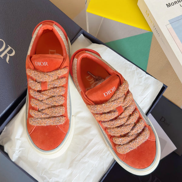 CD B33 Sneaker 40mm Arancione Mix Marrone Chiaro Monogram Suede