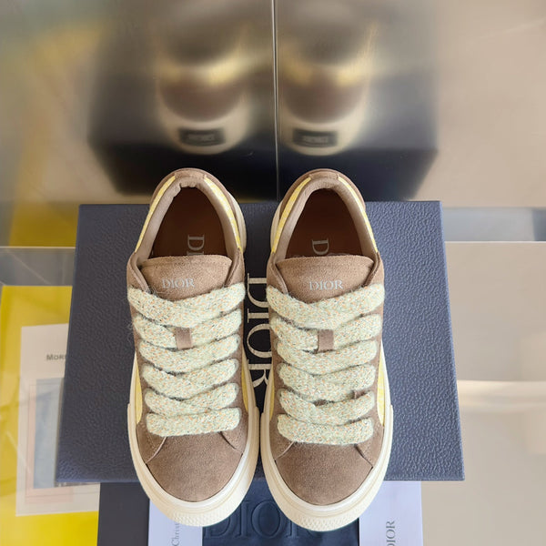 CD B33 Sneaker 40mm Marrone Giallo Monogramma Scamosciato