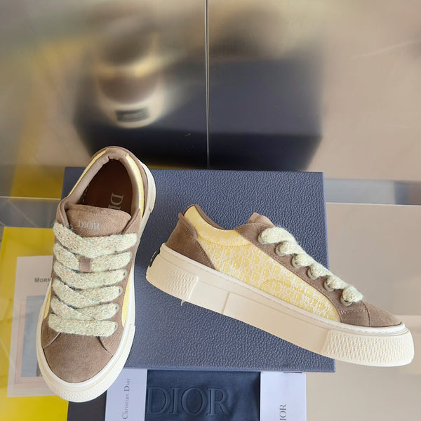 CD B33 Sneaker 40mm Marrone Giallo Monogramma Scamosciato